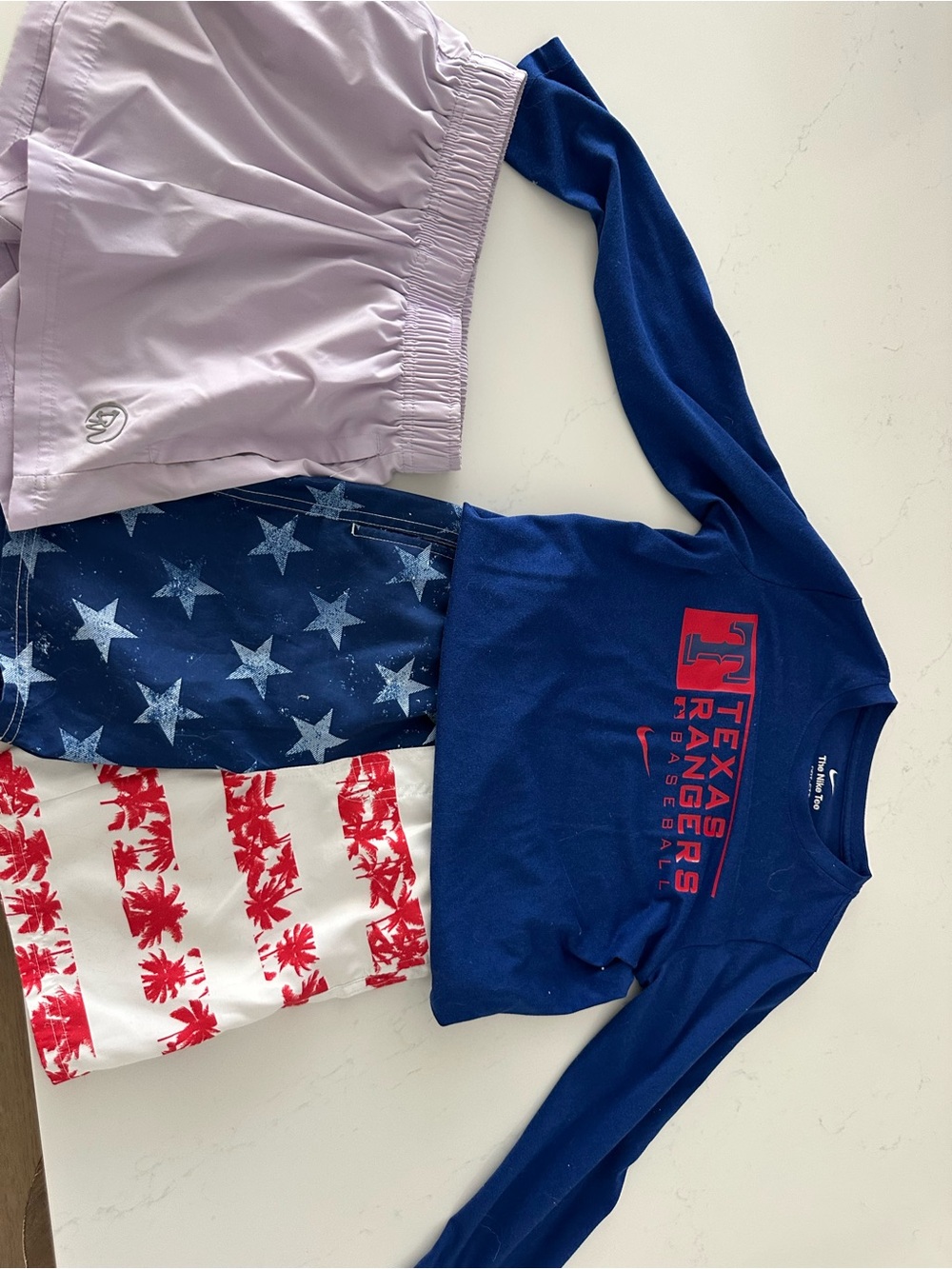 Nike Kids Navy Texas Rangers Long-Sleeve Tee with Red Logo LOT